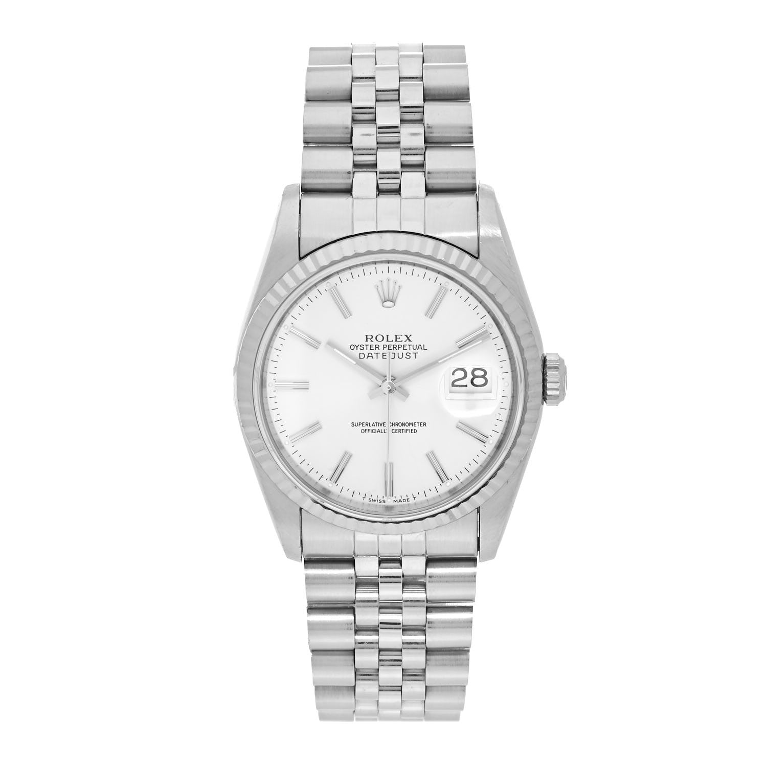 Rolex Stainless Steel 18K White Gold 36mm Oyster Perpetual Datejust Watch Silver 16234 1 of 4