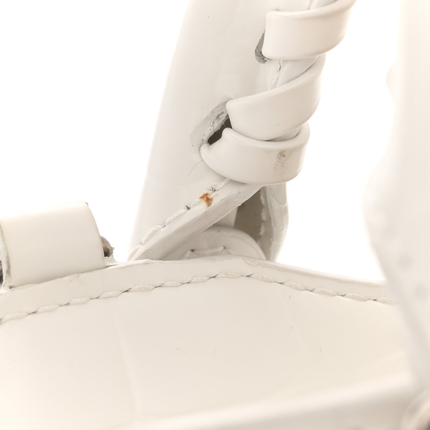 Semi Shiny Calfskin Crocodile Embossed Neo Classic Silver Hardware Mini City White