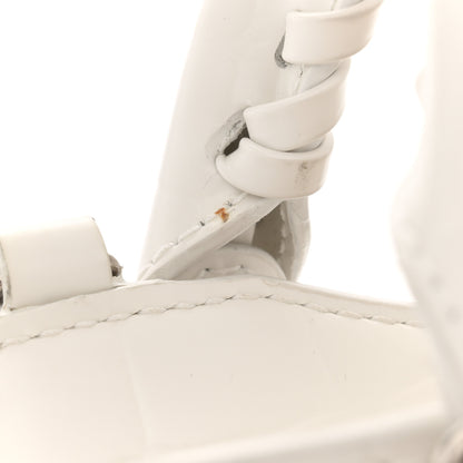 Balenciaga Semi Shiny Calfskin Crocodile Embossed Neo Classic Silver Hardware Mini City White 14 of 17