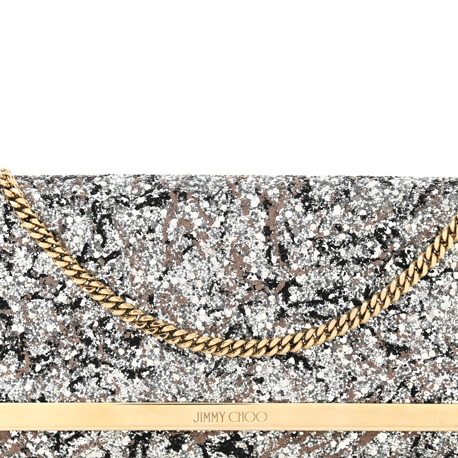 Jimmy Choo Glitter Milla Wallet on Chain Silver 7 of 11