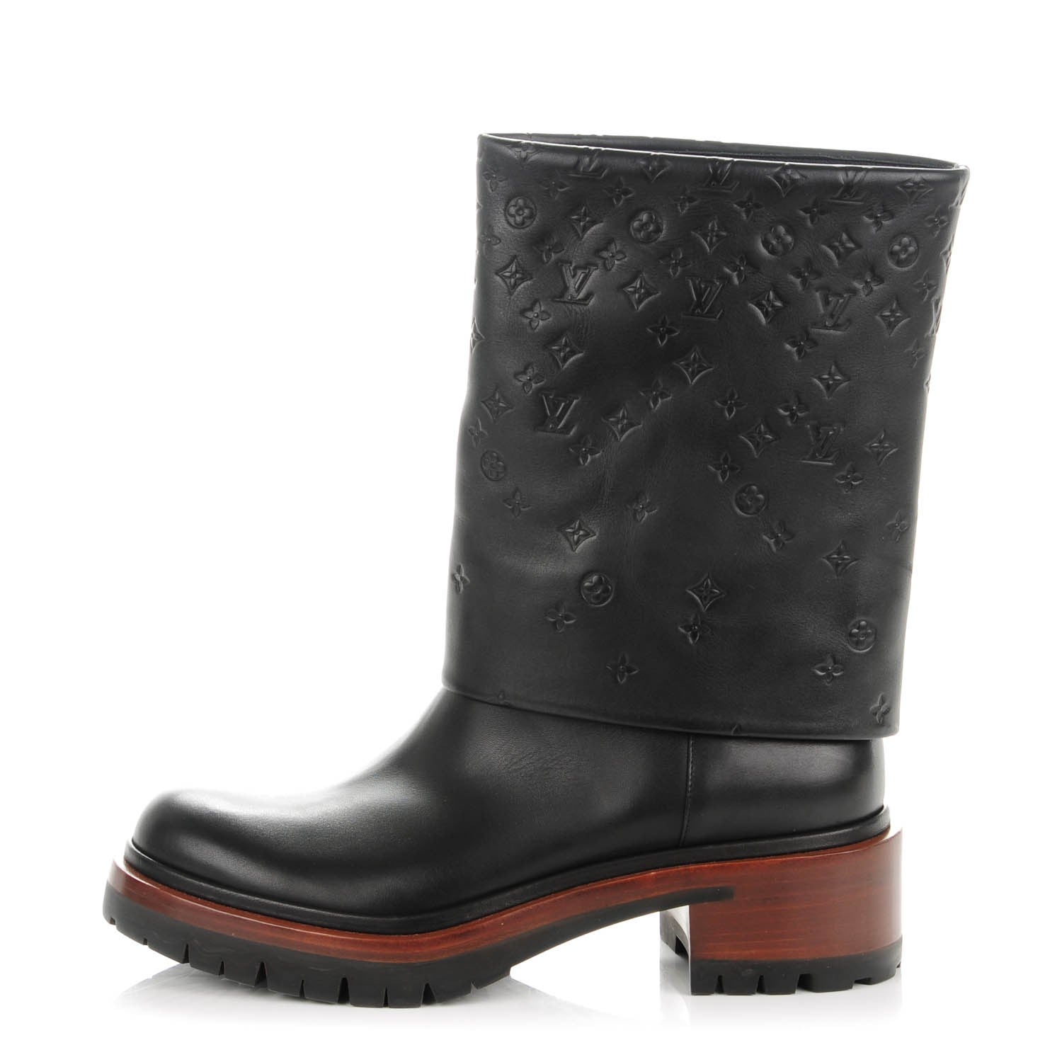 Louis Vuitton Calfskin Monogram Road Trip Flat Boots 38.5 Black 1 of 7