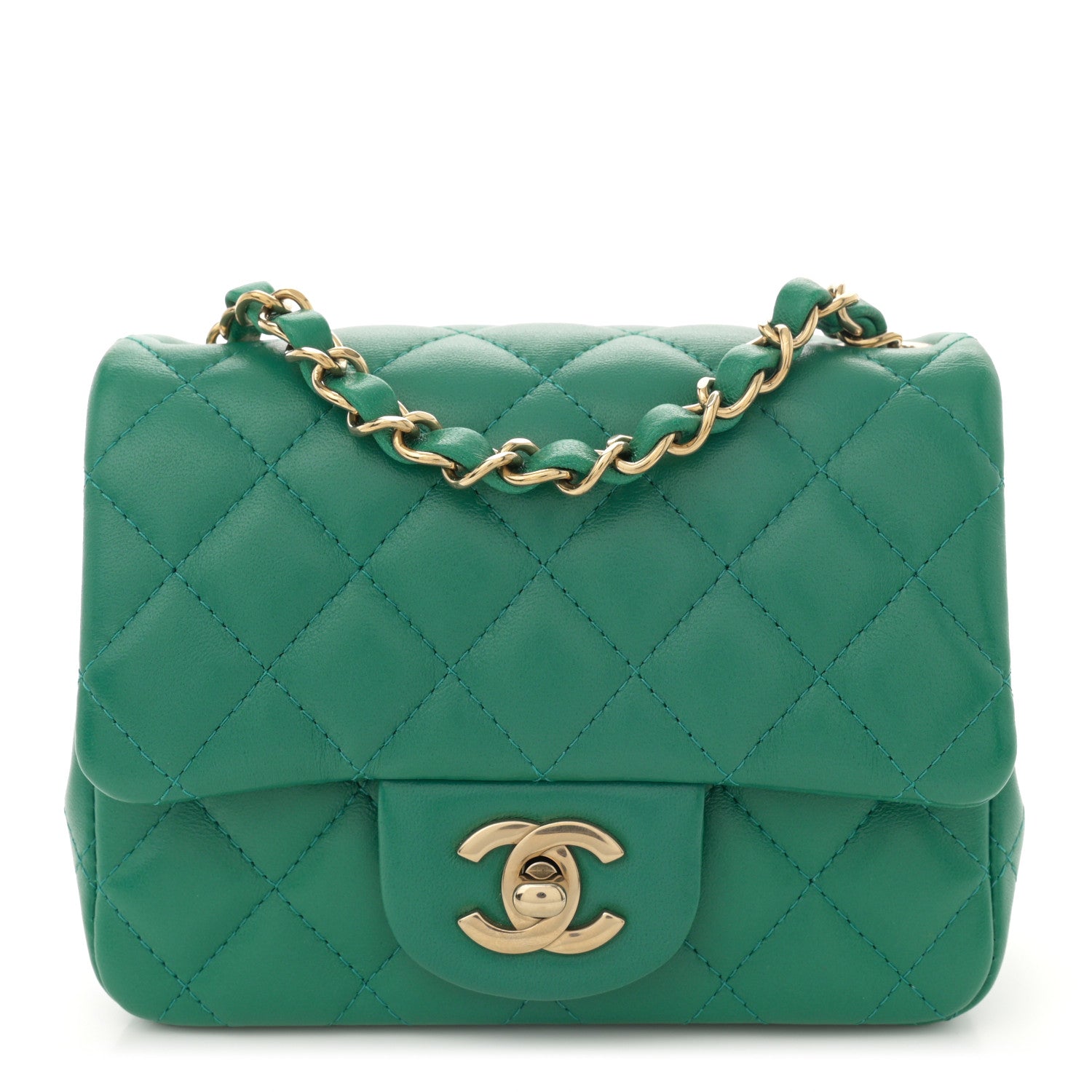 Chanel Lambskin Quilted Mini Square Flap Green 1 of 10