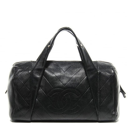 Chanel Calfskin CC Chevron All Day Long Boston Black 1 of 7