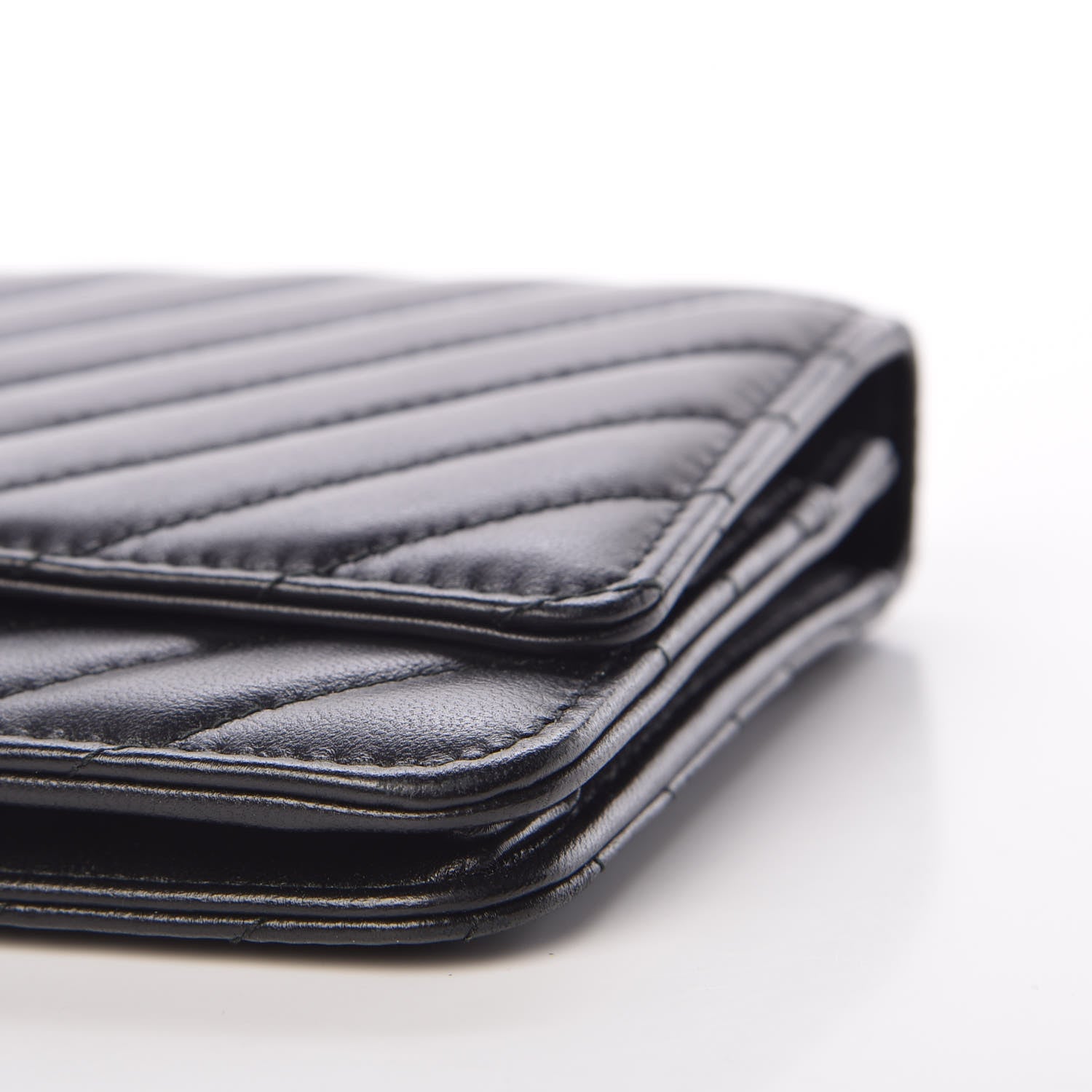 Chanel Lambskin Chevron Quilted Trendy CC Wallet On Chain WOC Black 12 of 13