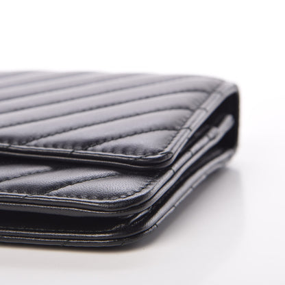 Chanel Lambskin Chevron Quilted Trendy CC Wallet On Chain WOC Black 12 of 13