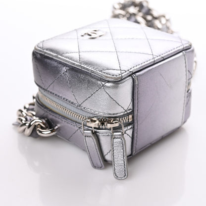 Chanel Metallic Lambskin Quilted Like A Wallet Clutch With Chain Silver 5 of 9