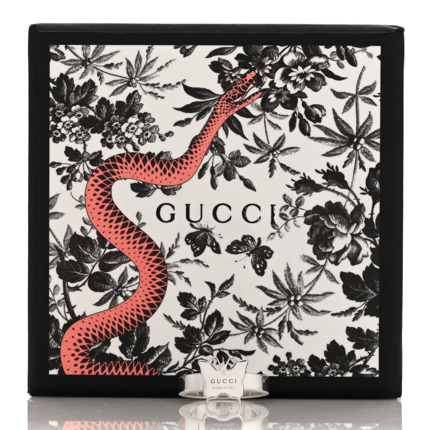 Gucci Sterling Silver Butterfly Band Ring 52 6 5 of 5