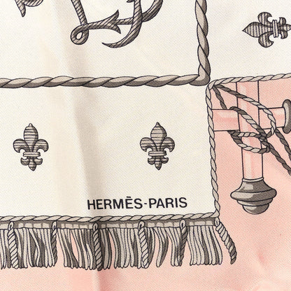 Hermes Silk Vue Du Carosse De La Galere La Reale Scarf 90 Rose White Gris 2 of 6