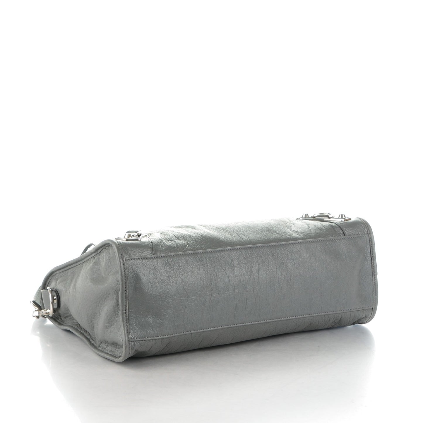 Agneau Silver Metallic Edge Hardware City Gris Cendre