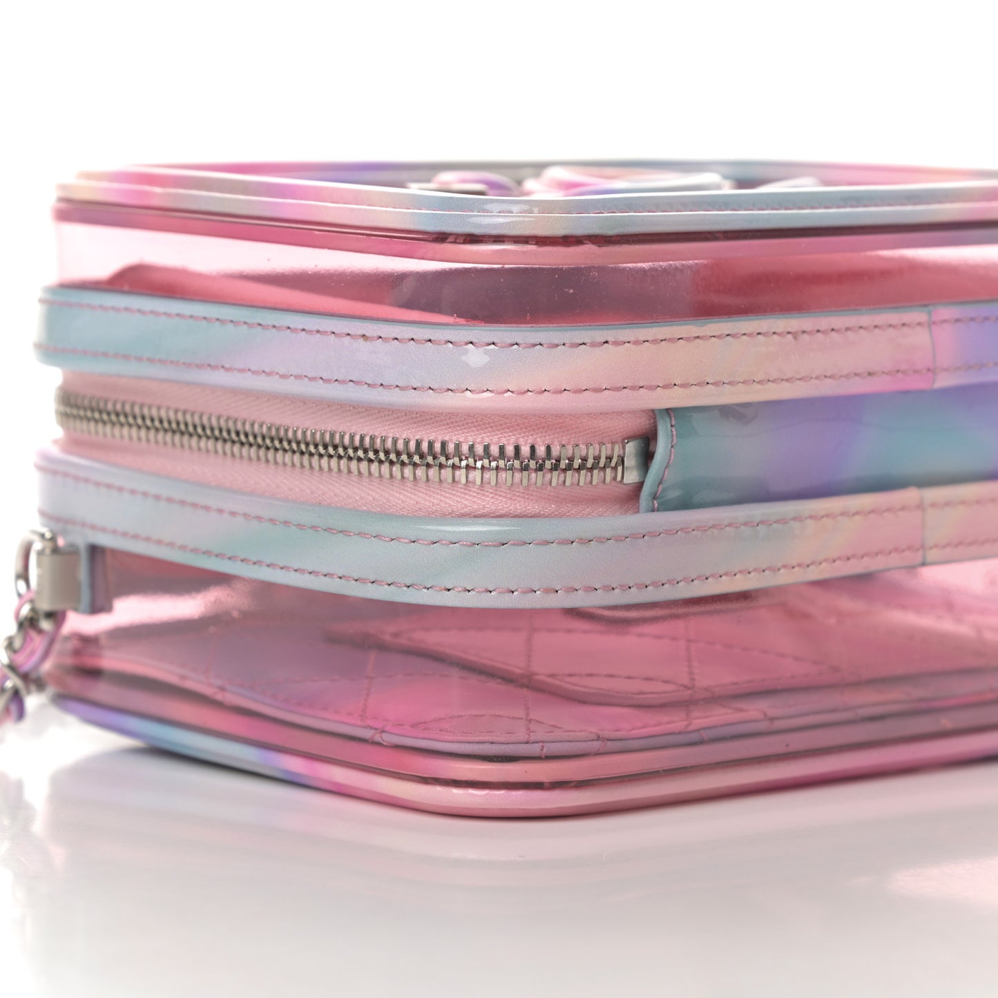 PVC Patent Calfskin Patent Lambskin Small CC Vanity Case Pink