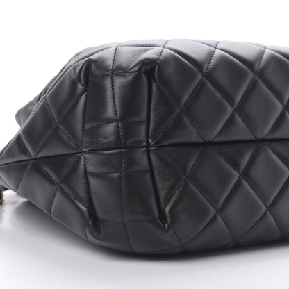 Chanel Lambskin Quilted CC Dweller Drawstring Tote Black 9 of 13