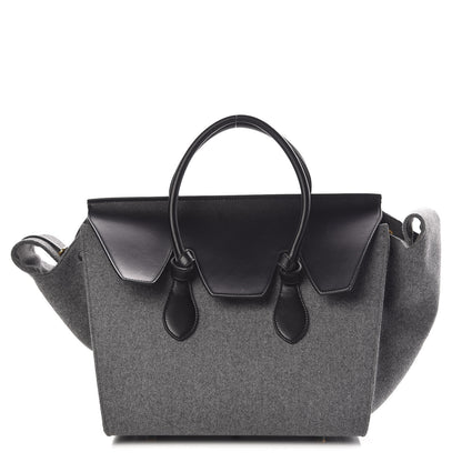 Celine Felt Calfskin Large Tie Knot Tote Grey Black 1 of 10
