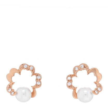 Mikimoto 18K Rose Gold Diamond Akoya Pearl 6mm Cherry Blossom Earrings 1 of 5