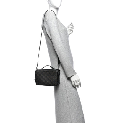 Celine Triomphe Canvas Top Handle Messenger Box Black 2 of 9