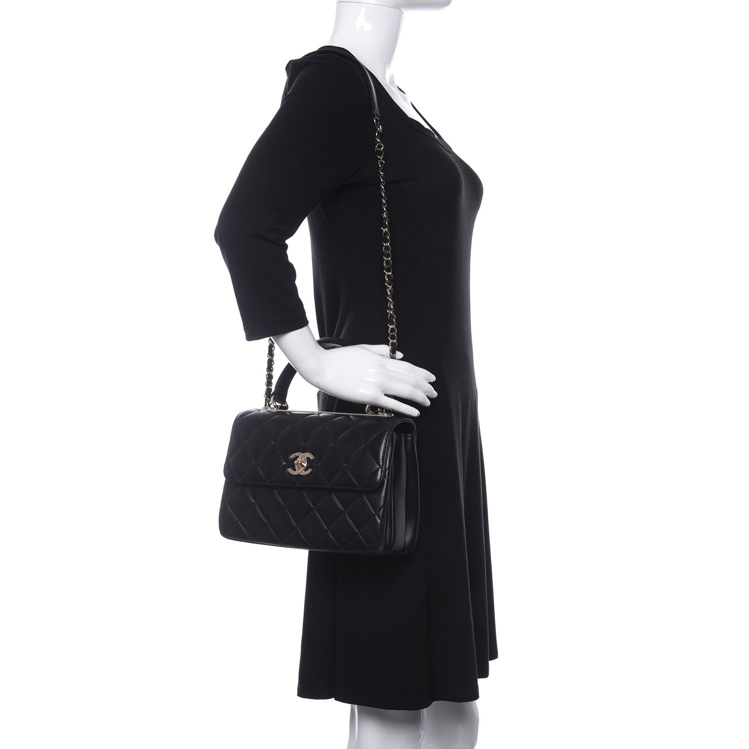 Chanel Lambskin Quilted Small Trendy CC Dual Handle Flap Bag Black 2 of 14