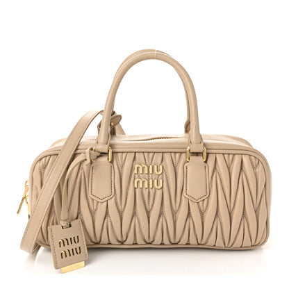 Miu Miu Nappa Matelasse Large Arcadie Top Handle Bag Sabbia 1 of 10