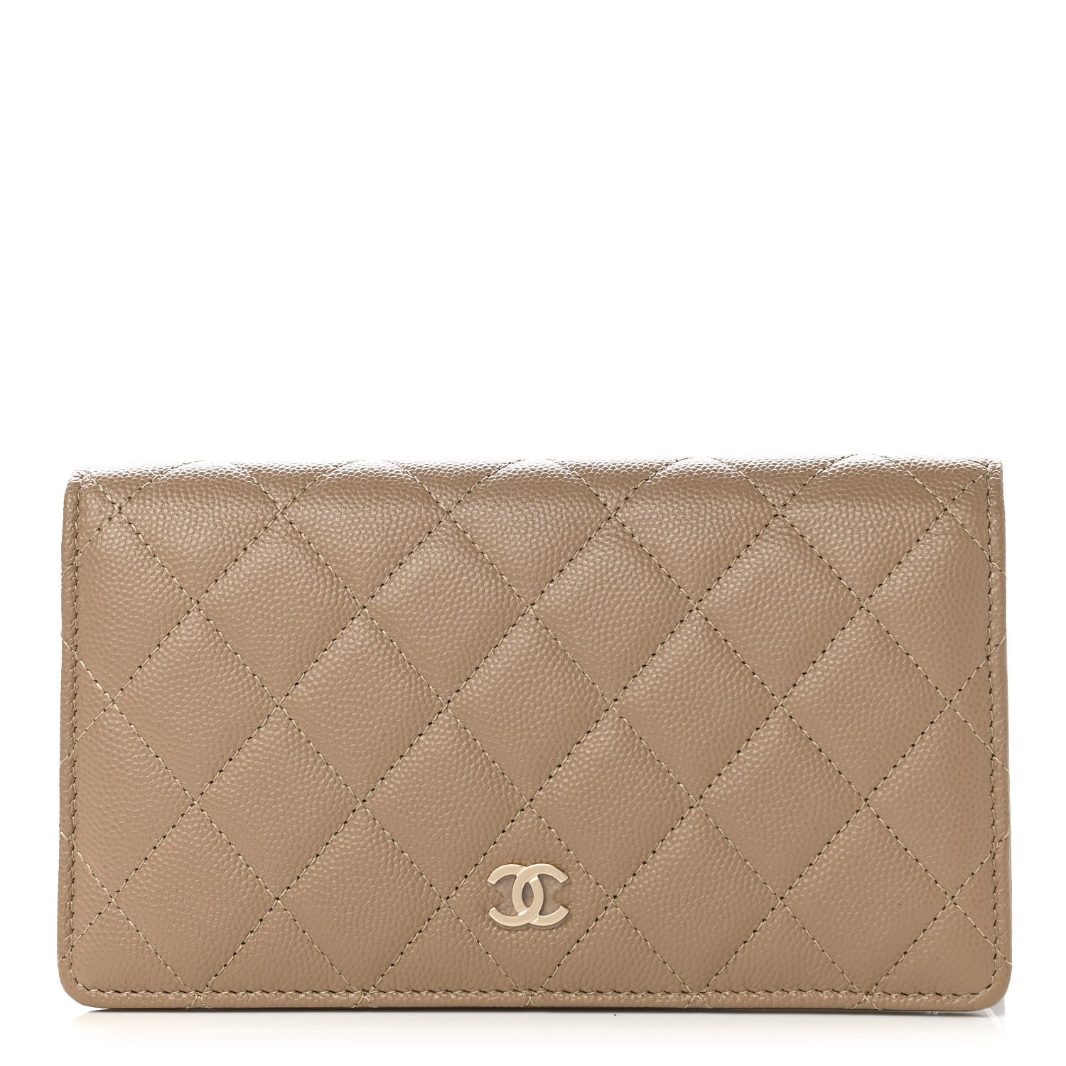 Chanel Caviar Quilted Yen Wallet Dark Beige 1 of 7
