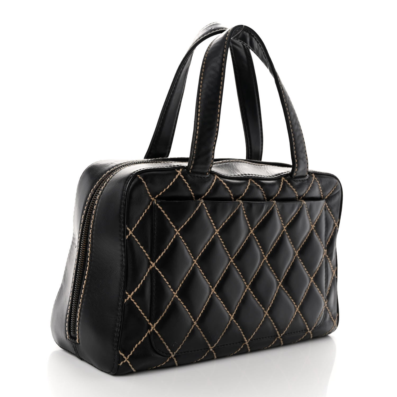 Chanel Calfskin Contrast Stitch Surpique Bowler Dark Brown 3 of 9