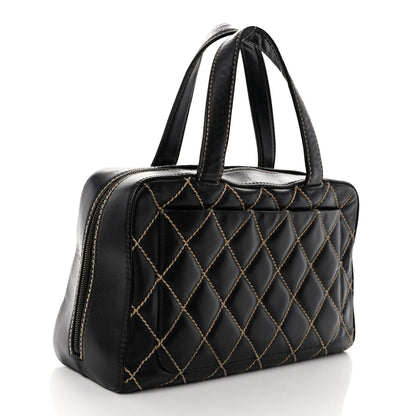 Chanel Calfskin Contrast Stitch Surpique Bowler Dark Brown 3 of 9