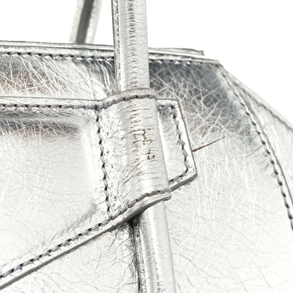 Givenchy Metallic Lambskin Mini Lock Antigona Shoulder Bag Silver Grey 12 of 12