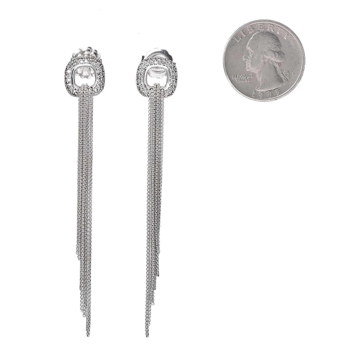 David Yurman Sterling Silver Pave Diamond Waterfall Drop Earrings 2 of 4