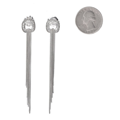 David Yurman Sterling Silver Pave Diamond Waterfall Drop Earrings 2 of 4