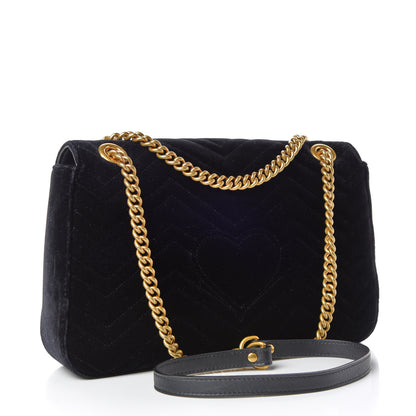 Gucci Velvet Matelasse Medium GG Marmont Shoulder Bag Black 3 of 12