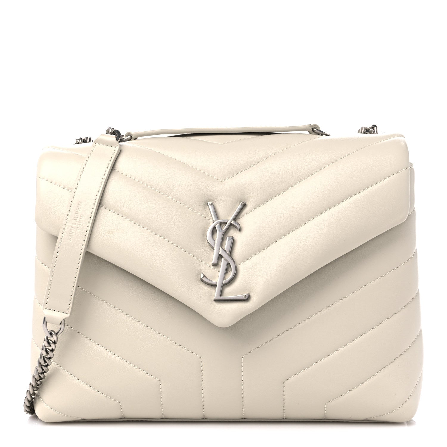Saint Laurent Calfskin Y Quilted Monogram Small Loulou Chain Satchel Crema Soft 1 of 12