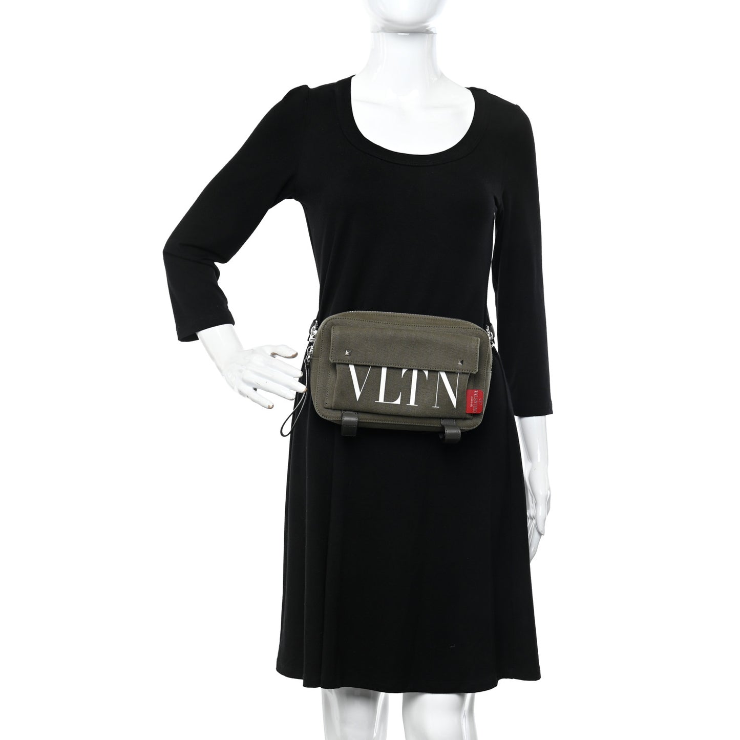 Canvas VLTN Print Rockstud Crossbody Olive