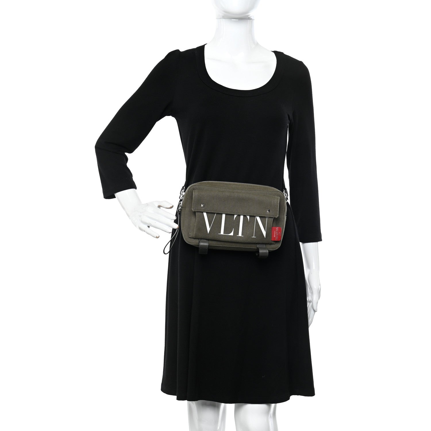 Valentino Garavani Canvas VLTN Print Rockstud Crossbody Olive 3 of 11