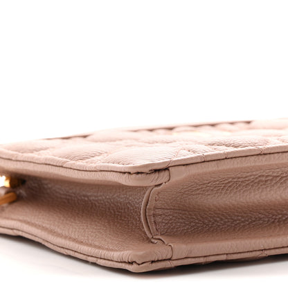 Christian Dior Calfskin Cannage Caro Zipped Pouch With Chain Rose Des Vents 9 of 11