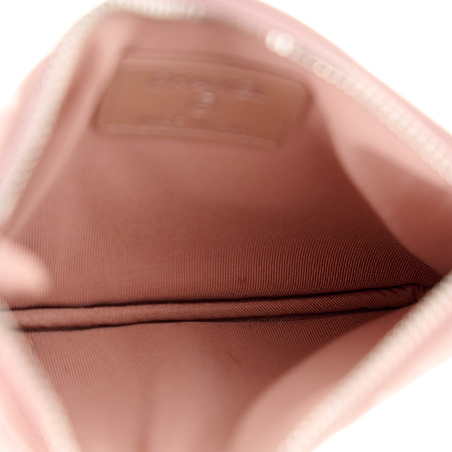 Goatskin Camellia Embossed Cosmetic Pouch Light Pink