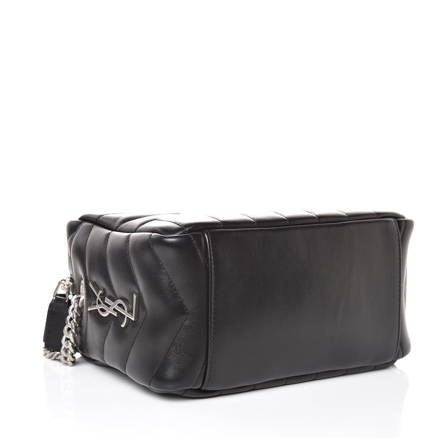 Calfskin Y Quilted Monogram Small Loulou Bowling Bag Black