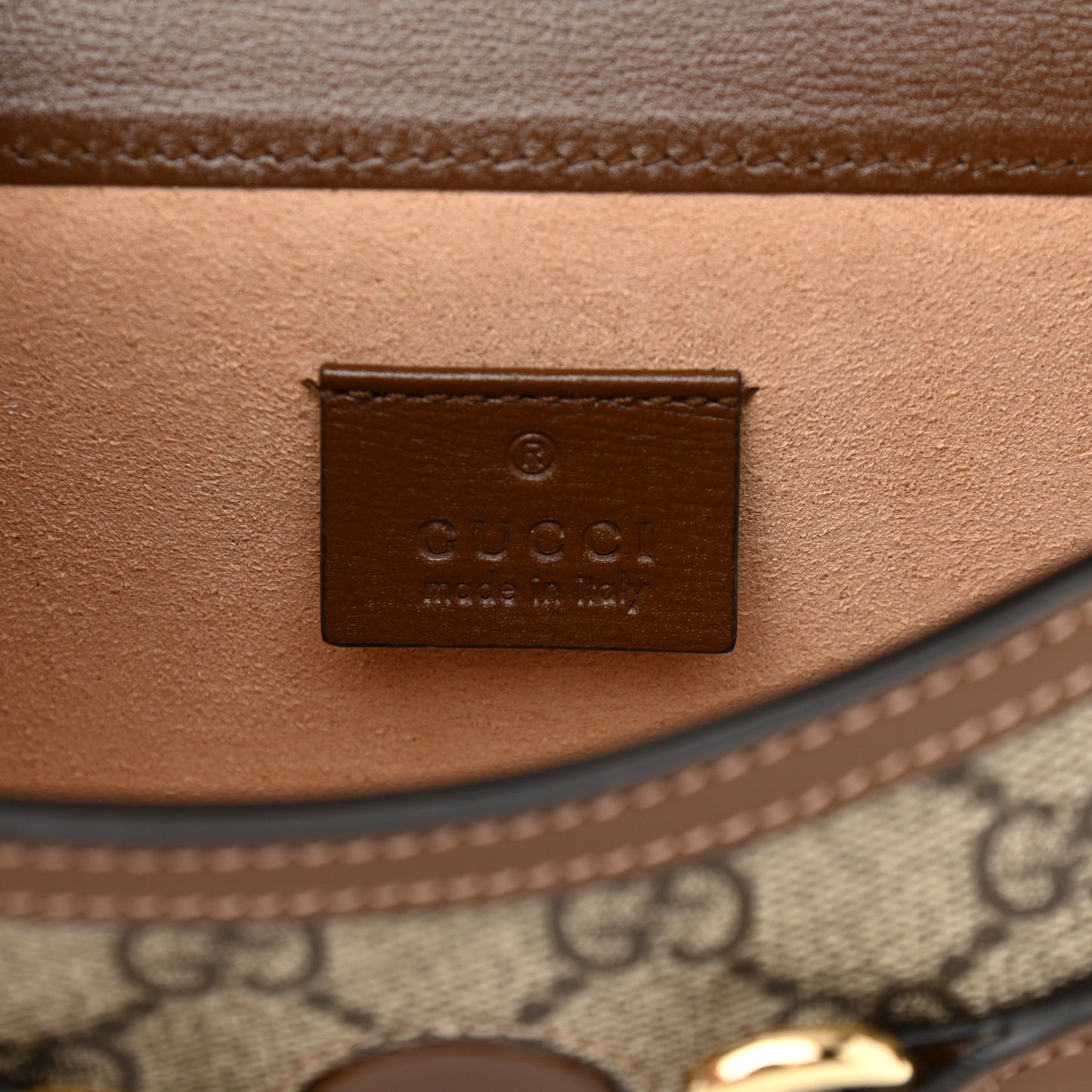 GG Supreme Monogram Mini Horsebit 1955 Shoulder Bag Beige Brown Sugar