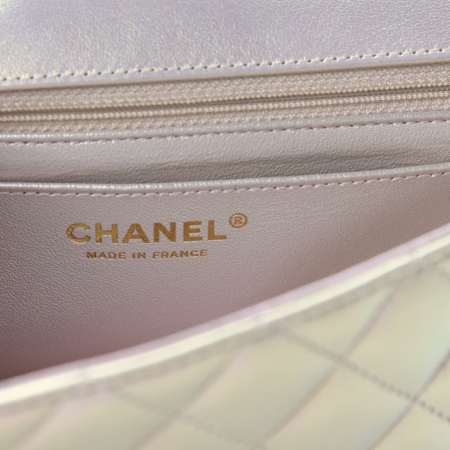 Chanel Iridescent Lambskin Quilted Mini Rectangular Flap Ivory 7 of 10