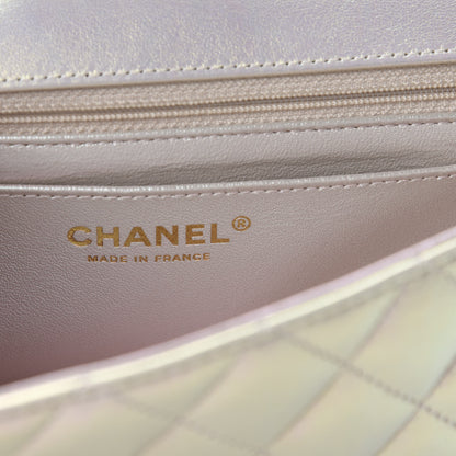 Chanel Iridescent Lambskin Quilted Mini Rectangular Flap Ivory 7 of 10