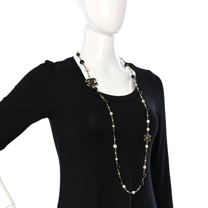 Chanel Pearl Beaded CC Long Necklace Black 2 of 4