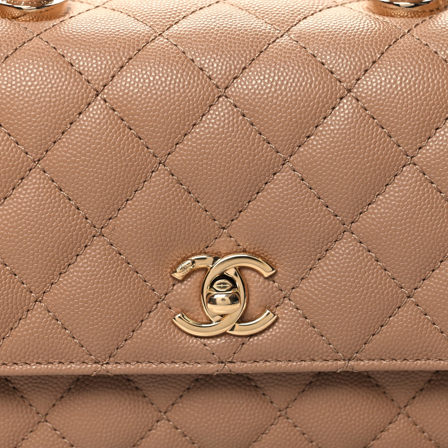 Caviar Quilted Mini Coco Handle Flap Brown