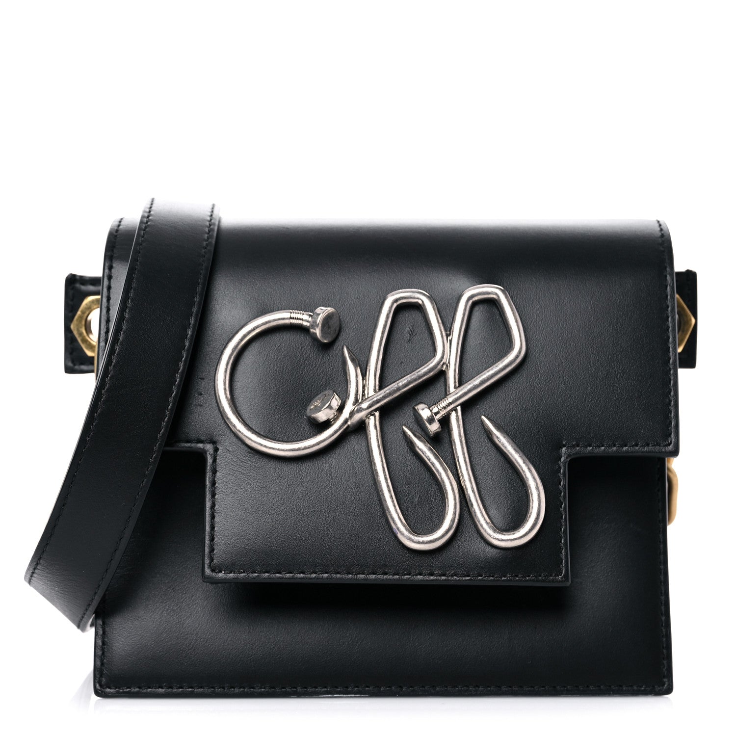 Off-White Calfskin 3D Nail Logo Shoulder Bag Black 1 of 16