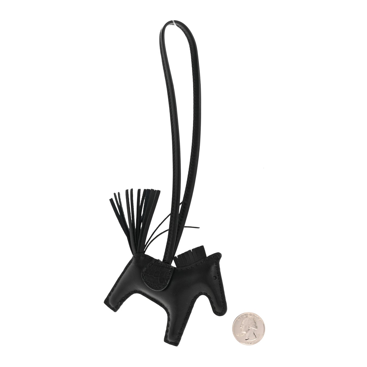 Milo Lambskin Matte Alligator Touch Grigri Rodeo Horse Bag Charm PM So Black