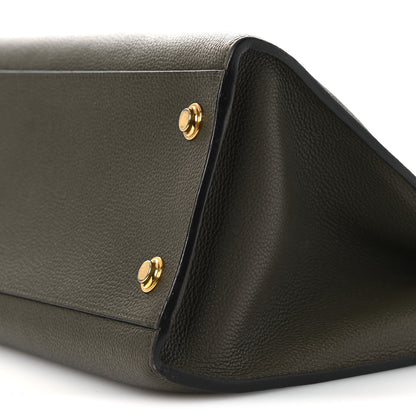Louis Vuitton Calfskin City Steamer MM Kaki Black 10 of 17