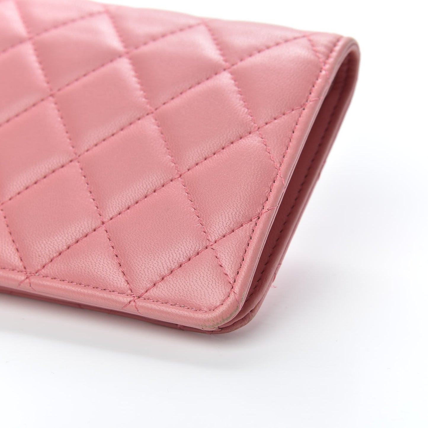 Lambskin Quilted Yen Wallet Pink