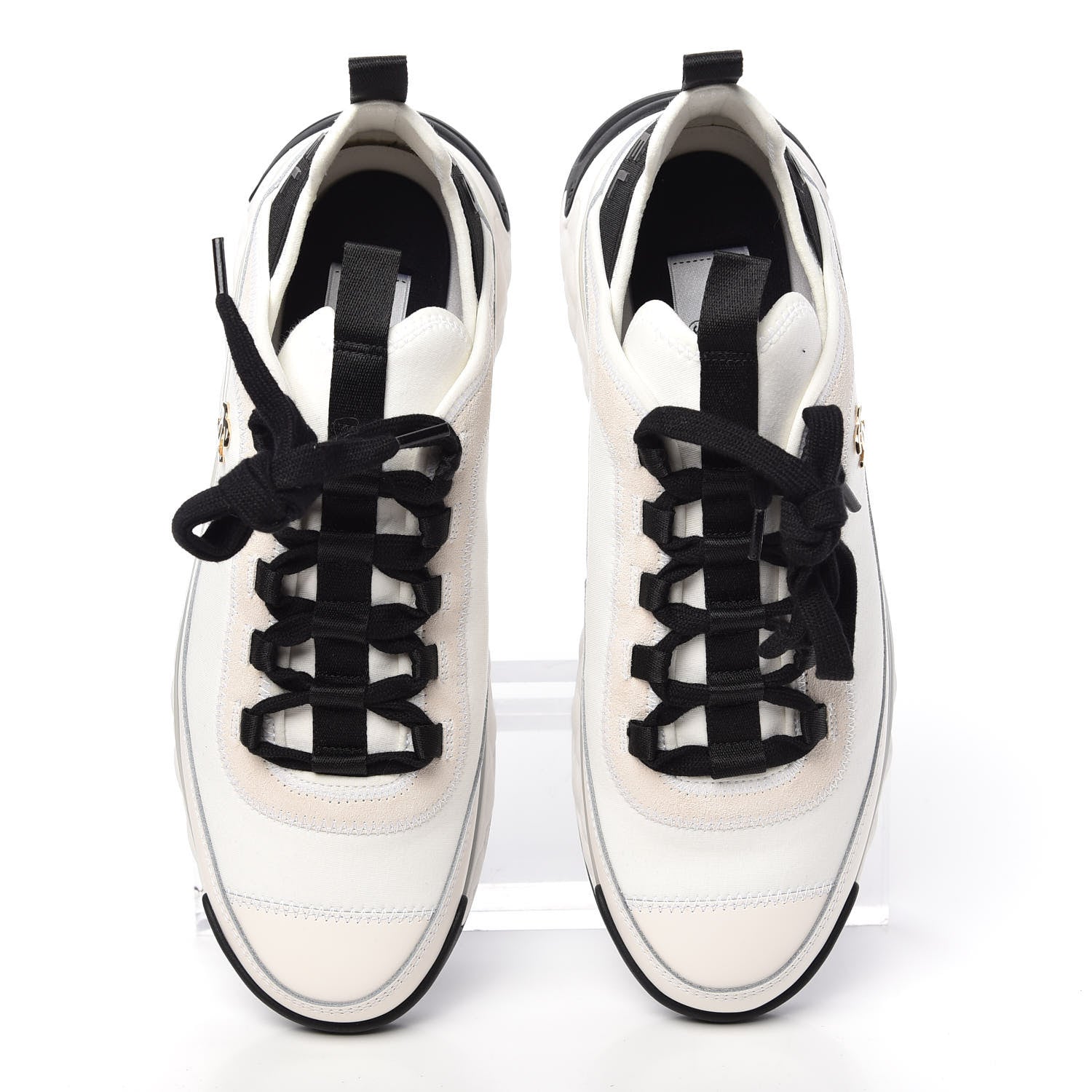 Chanel Velvet Calfskin Mixed Fibers CC Sneakers 40 Ivory 5 of 11