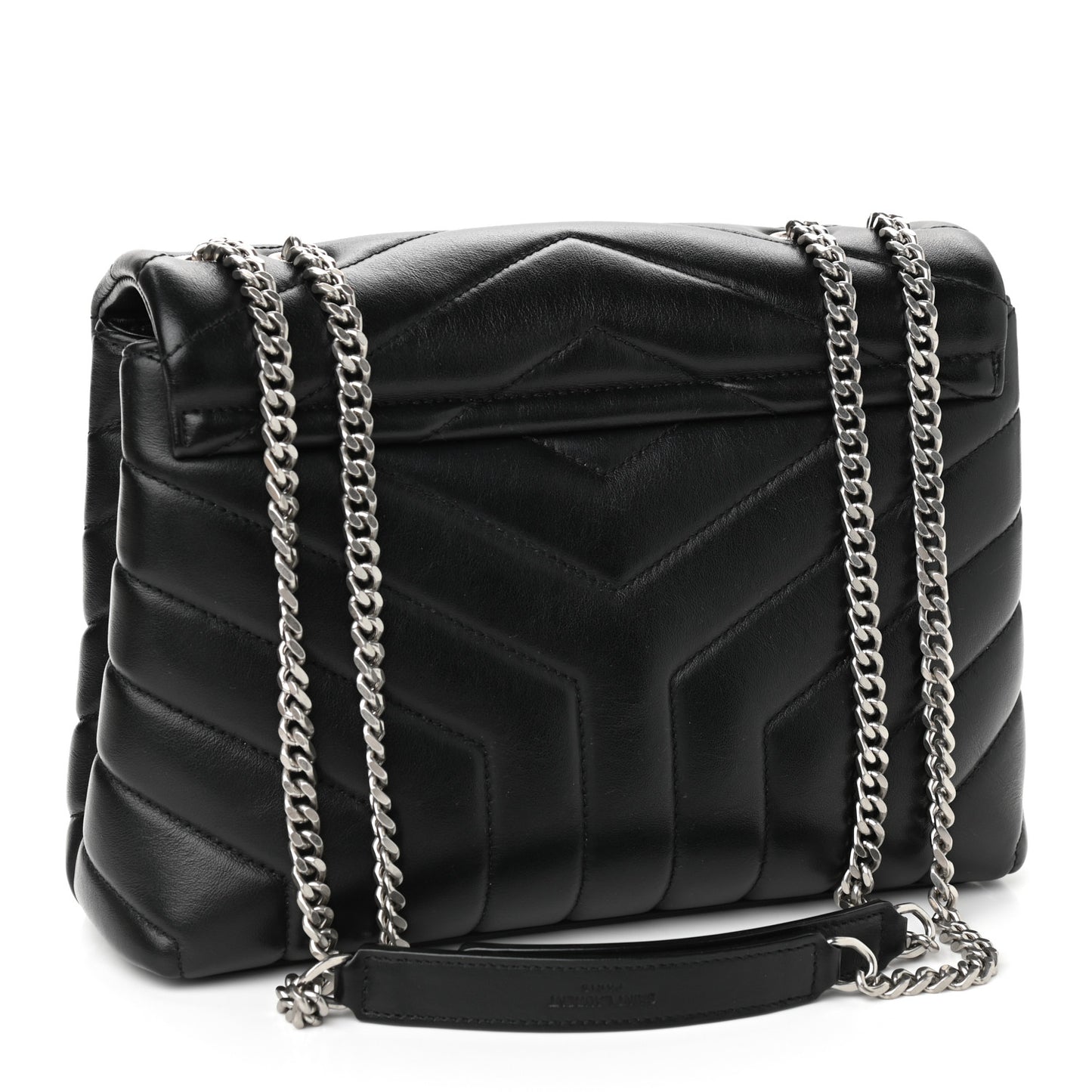 Calfskin Y Quilted Monogram Small Loulou Chain Satchel Black