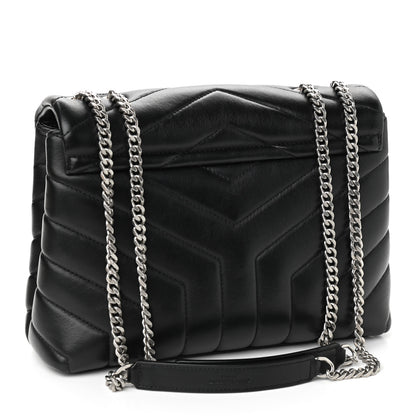 Saint Laurent Calfskin Y Quilted Monogram Small Loulou Chain Satchel Black 3 of 10