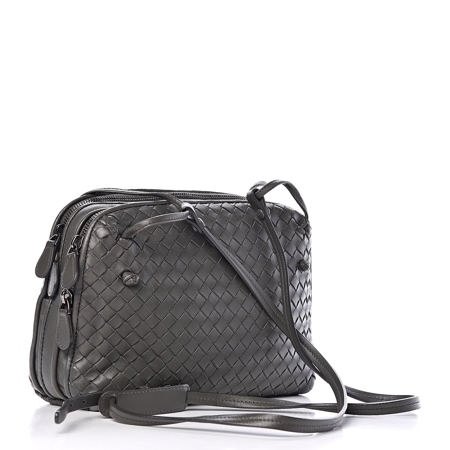 Bottega Veneta Nappa Intrecciato Nodini Crossbody Messenger Light Grey 3 of 16