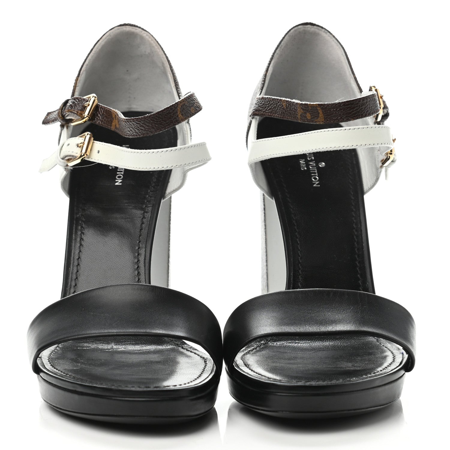 Louis Vuitton Calfskin Monogram Matchmake Cross Sandals 39 Black White 2 of 4