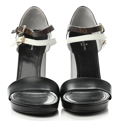 Louis Vuitton Calfskin Monogram Matchmake Cross Sandals 39 Black White 2 of 4