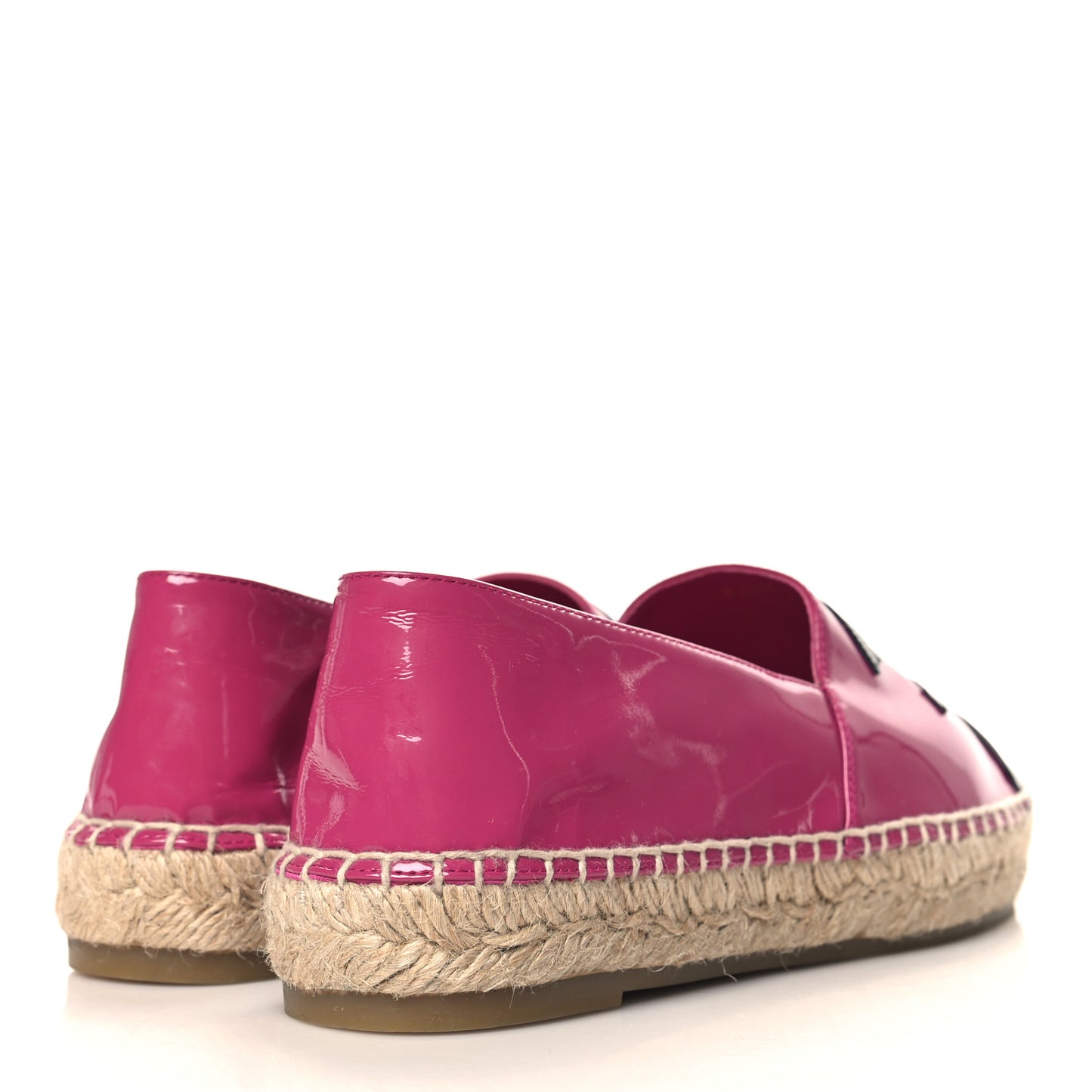 Patent Calfskin CC Espadrilles 41 Fuchsia Black