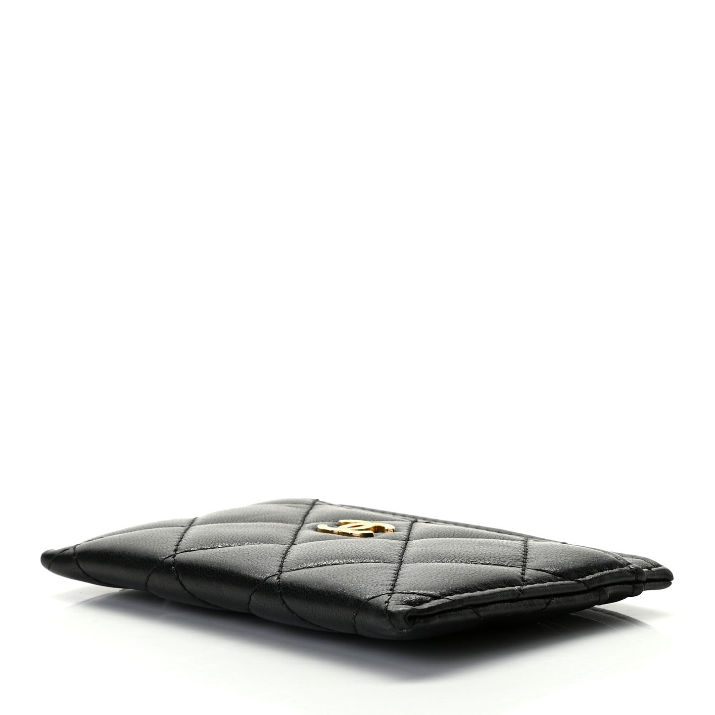 Lambskin Quilted Card Holder Black